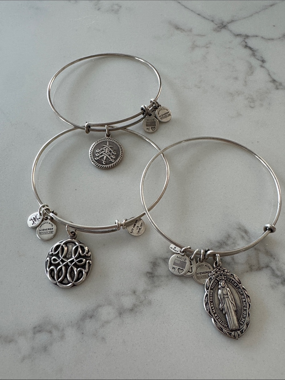 Alex and Ani Silver Charm Bangle Bracelet Set